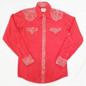Vintage Dickson Jenkins Men's Red Western Bandana Pearl Snap Shirt